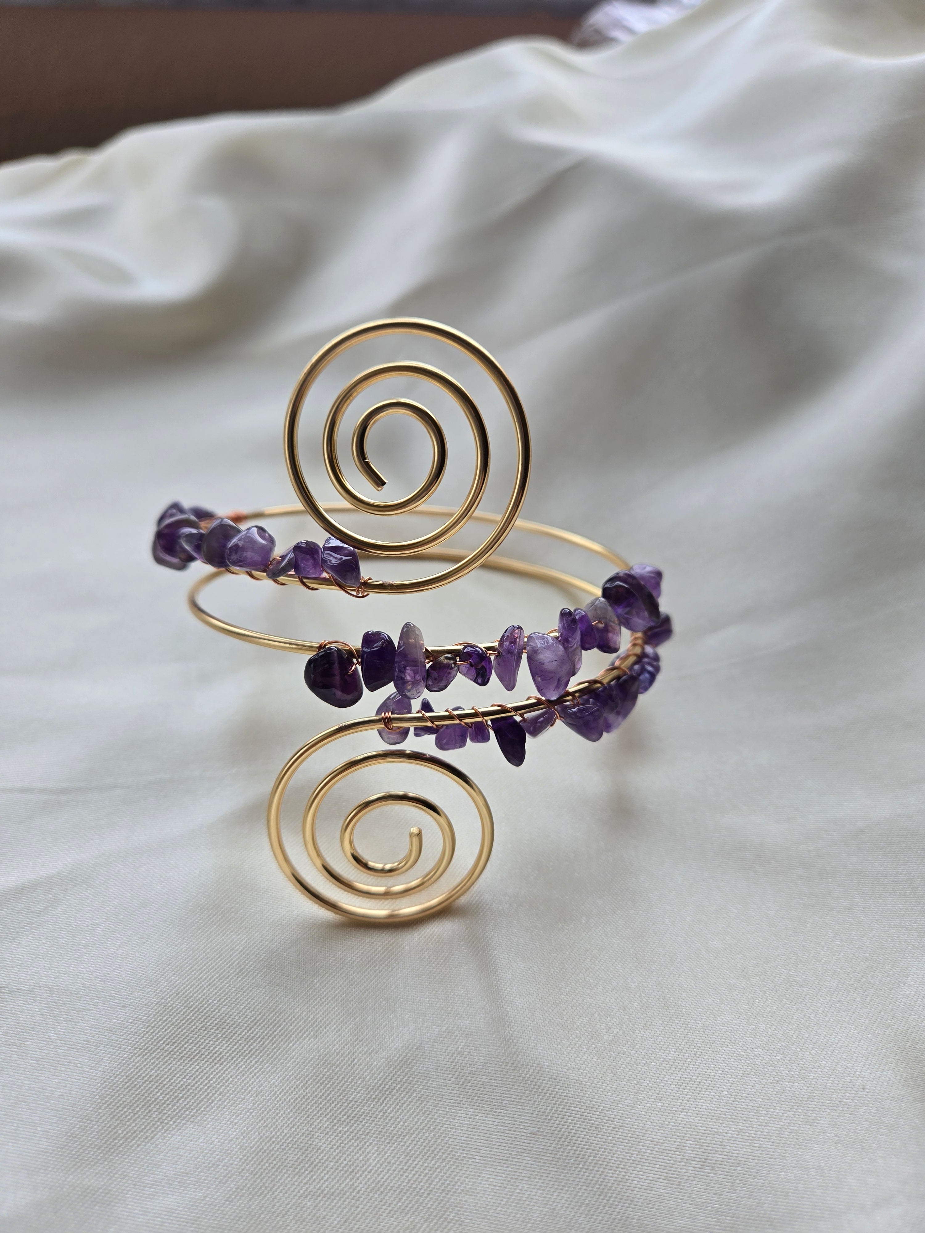 Amethyst Spiral Cuff Bracelet