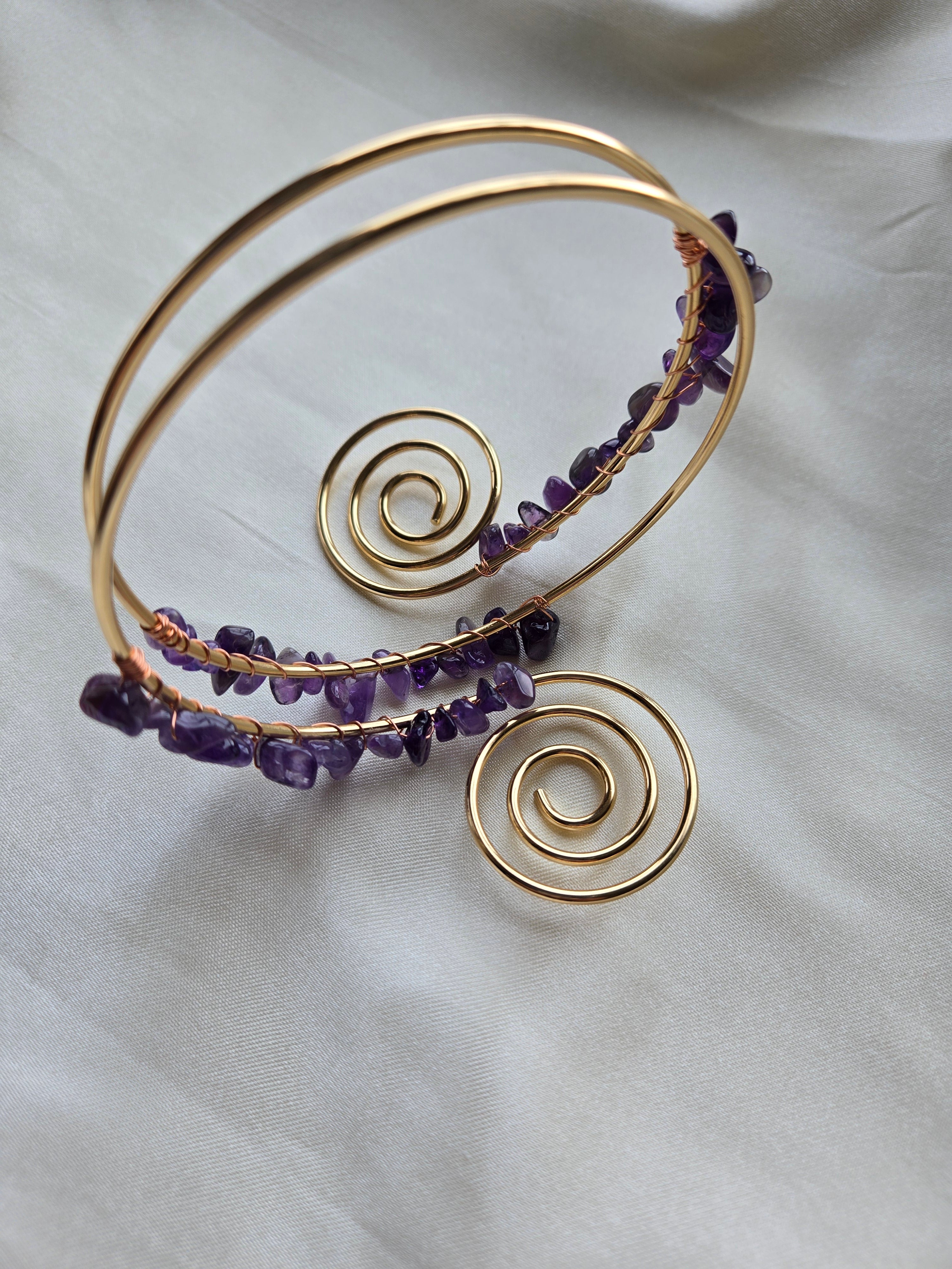 Amethyst Spiral Cuff Bracelet