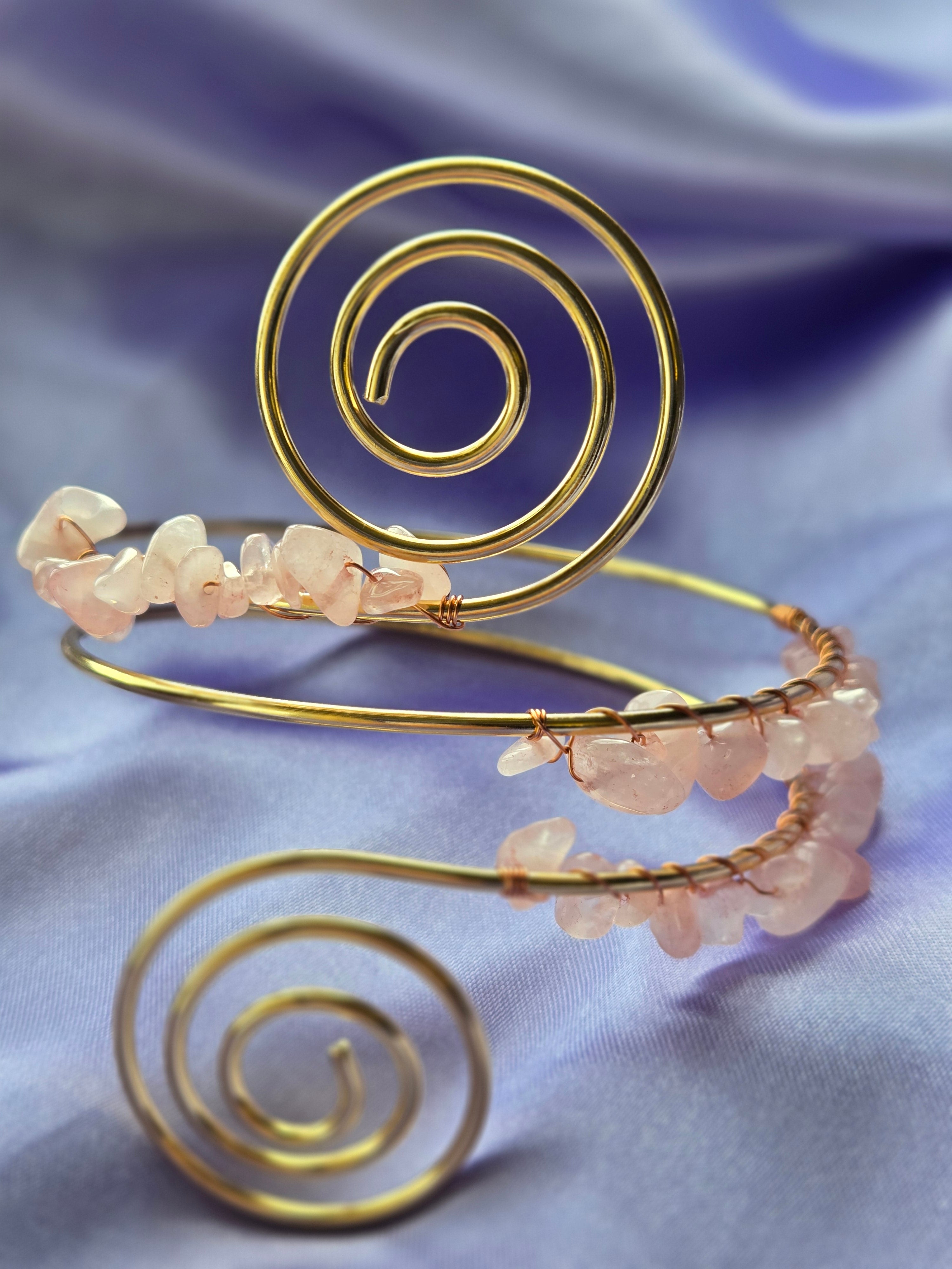 Rose Quartz Spiral Cuff Bracelet