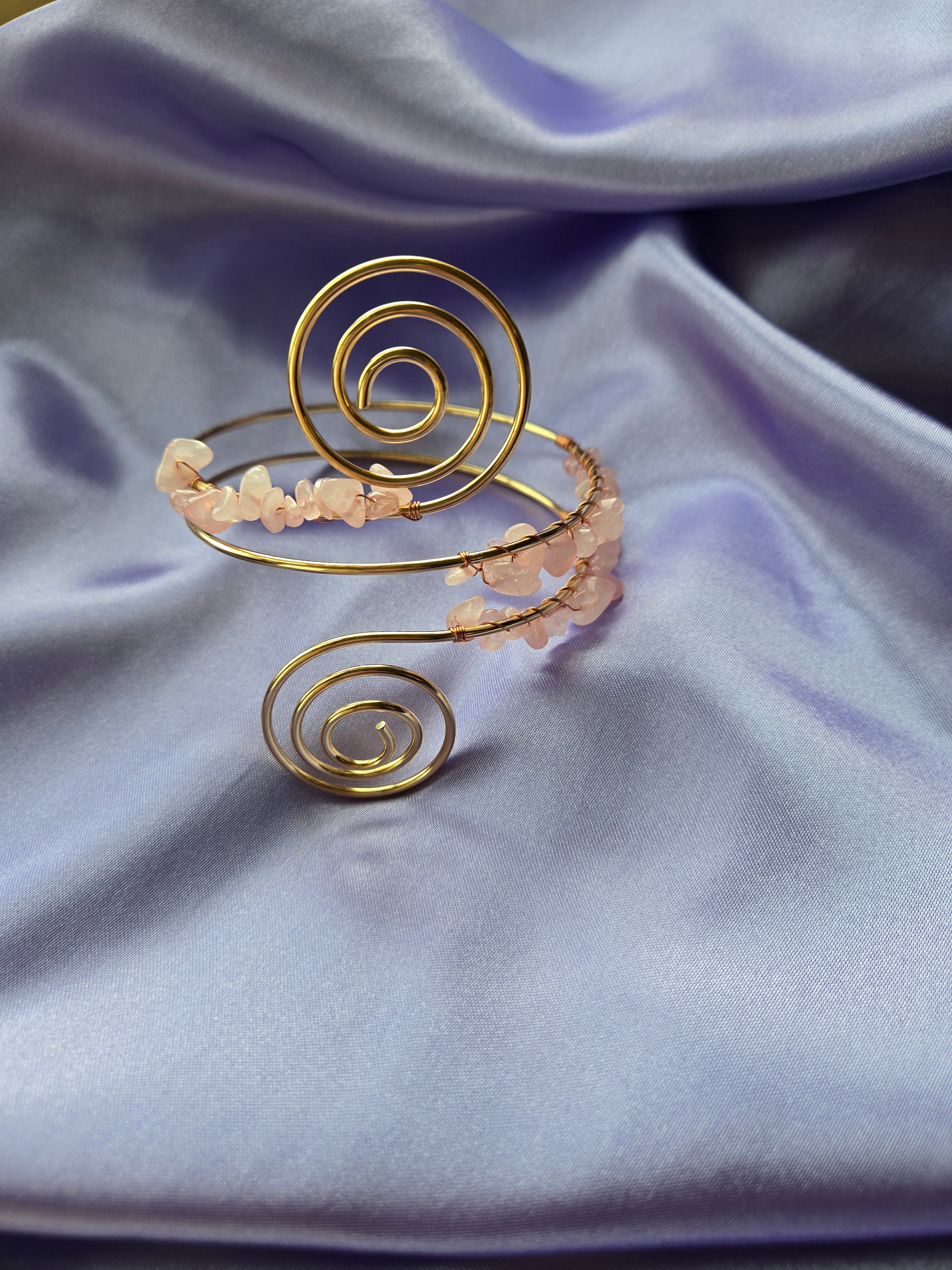 Rose Quartz Spiral Cuff Bracelet