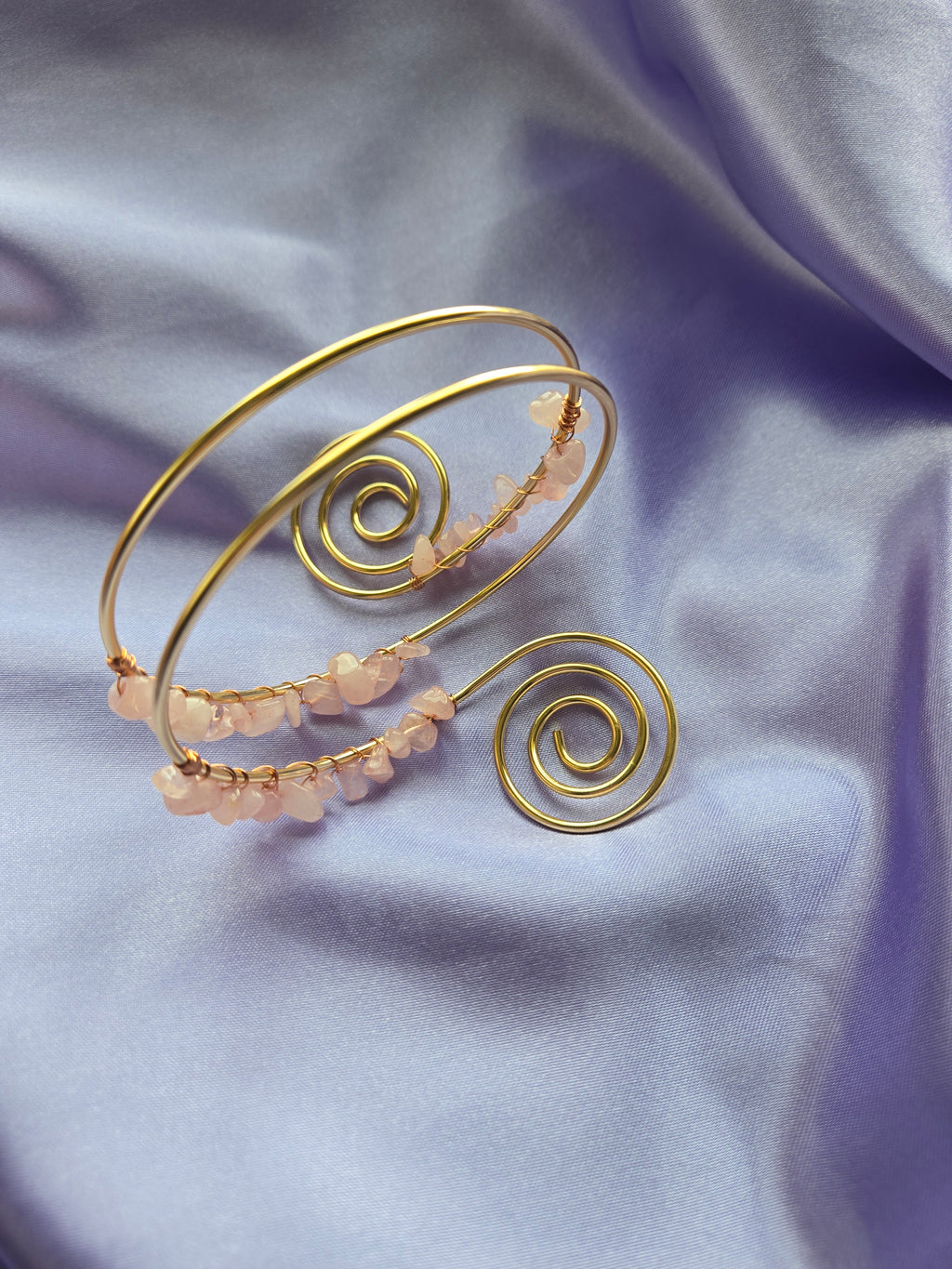 Rose Quartz Spiral Cuff Bracelet