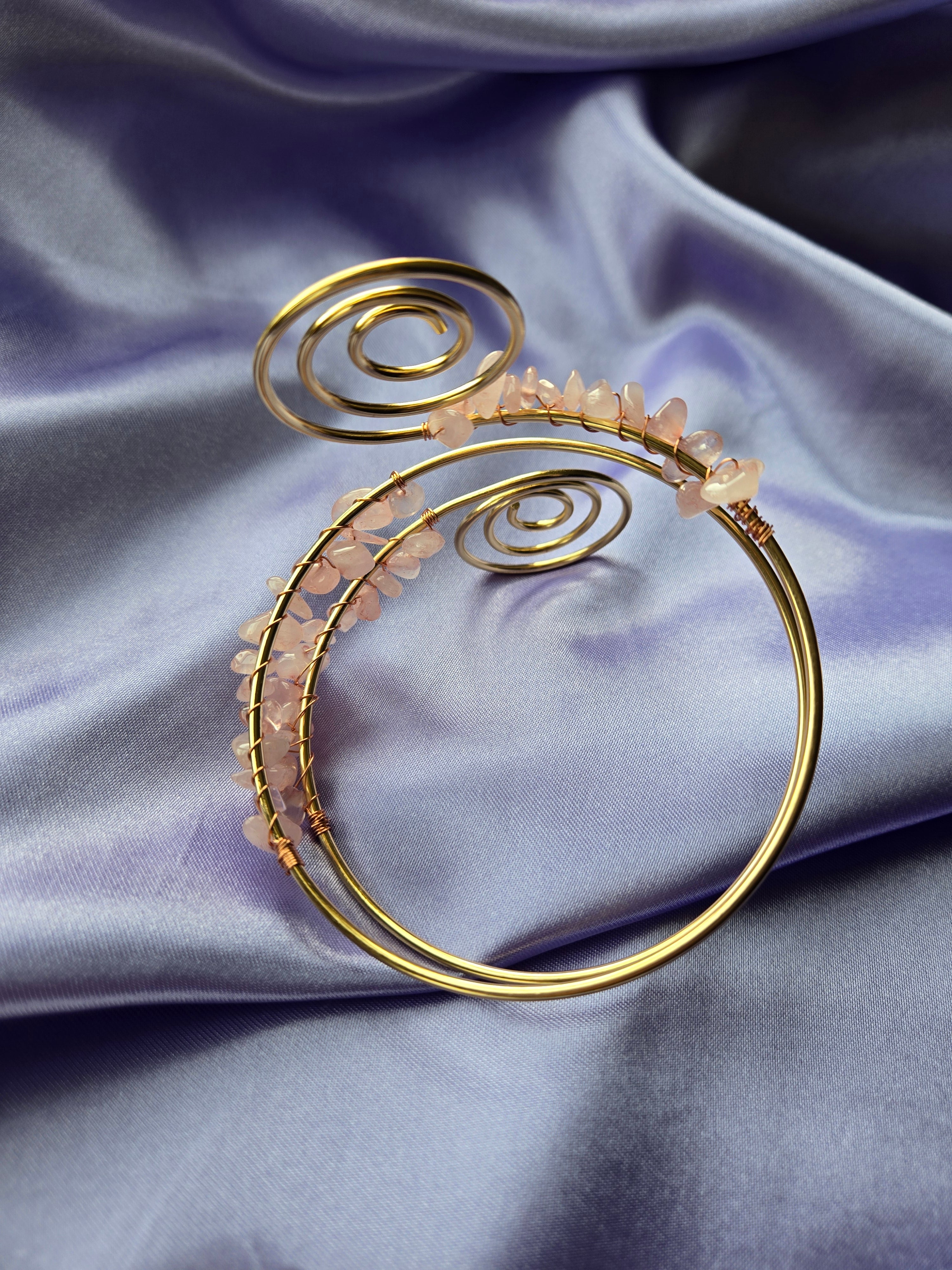 Rose Quartz Spiral Cuff Bracelet