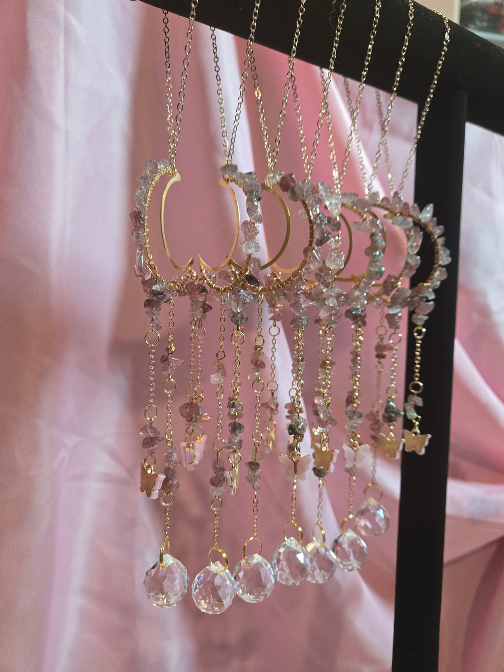 Strawberry Quartz Butterfly Suncatcher