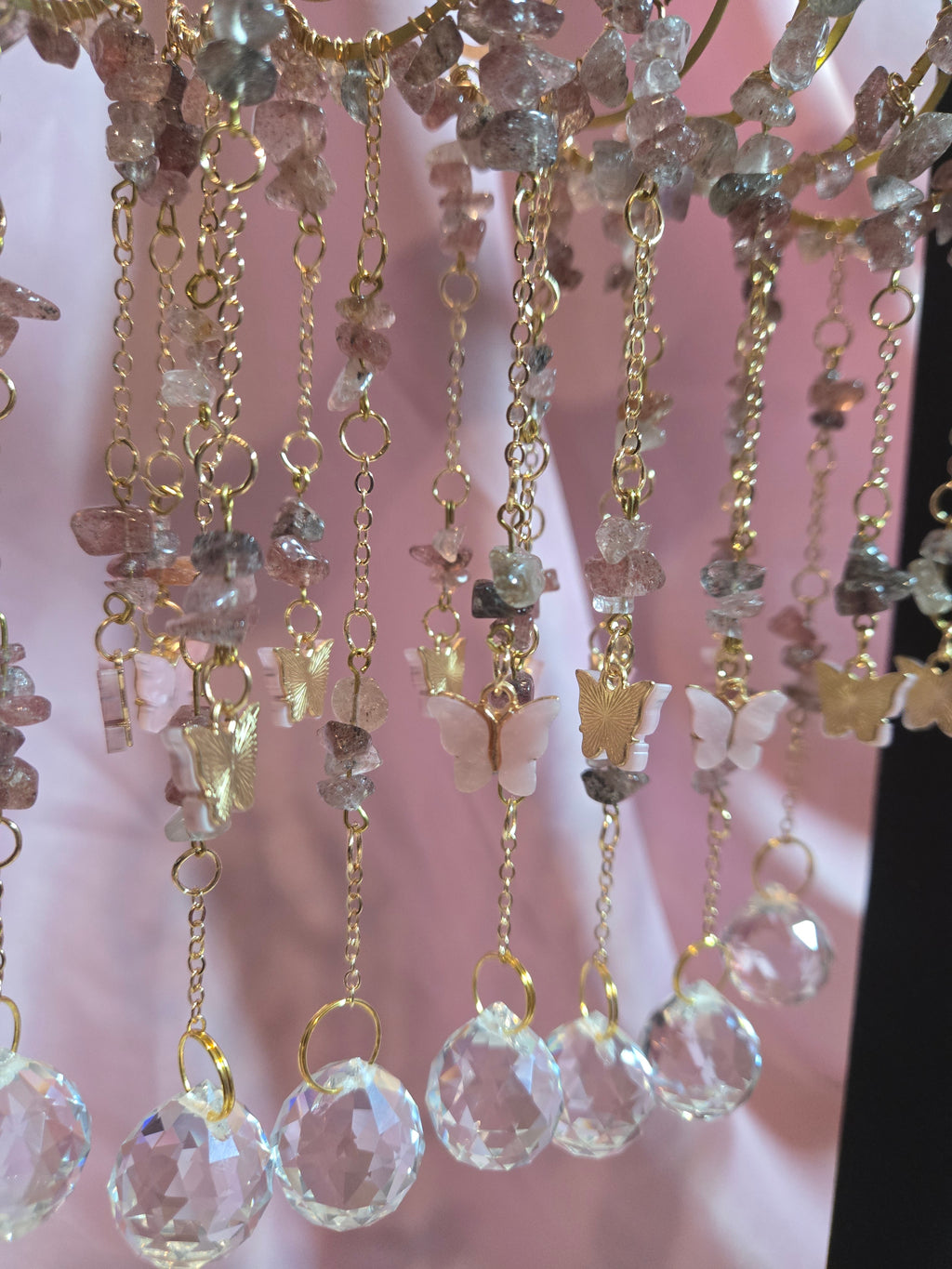 Strawberry Quartz Butterfly Suncatcher