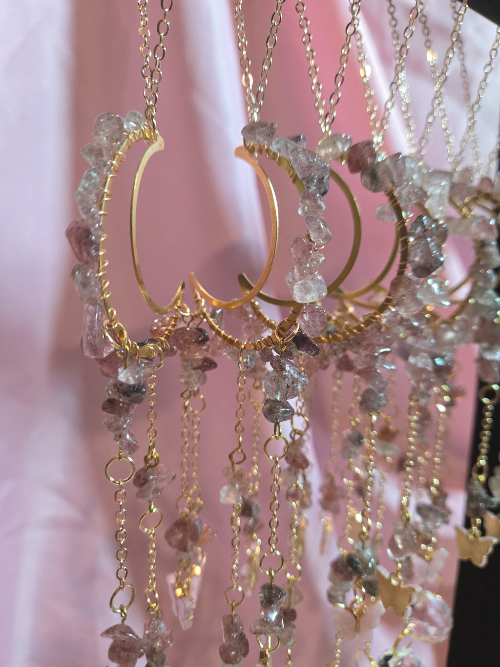 Strawberry Quartz Butterfly Suncatcher